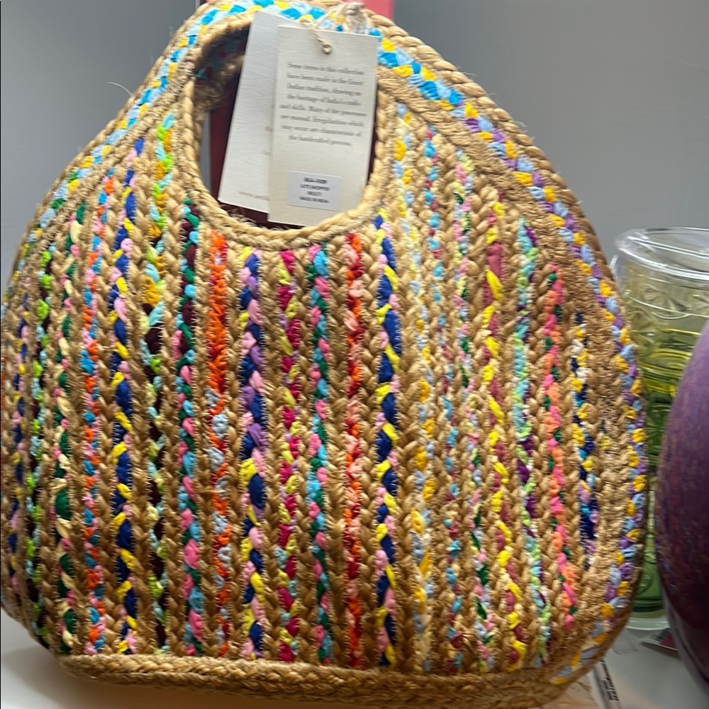 Multicolor Woven Tote Bag
